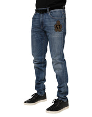 Dolce & Gabbana Blue Logo Embroidery Denim Jeans