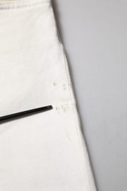 Dolce & Gabbana White Cotton Logo Plaque Slim Fit Denim Jeans