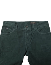 Dolce & Gabbana Green Cotton Corduroy Skinny Pants