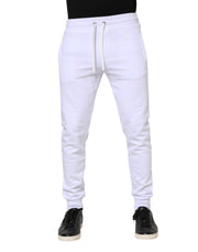 Dolce & Gabbana White Cotton Drawstring Jogger Pants