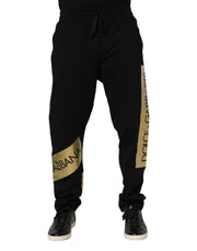 Dolce & Gabbana Black Cotton Logo Tape Men Jogger Pants