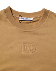 Dolce & Gabbana Mustard Cotton DG Embossed Pullover Sweater