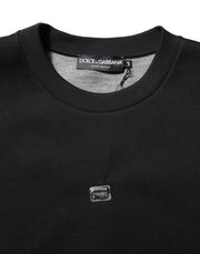 Dolce & Gabbana Black Modal DG Logo Plaque Pullover Sweater