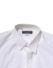 Dolce & Gabbana White Cotton GOLD Dress Formal Shirt