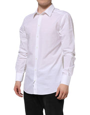 Dolce & Gabbana White Cotton GOLD Dress Formal Shirt