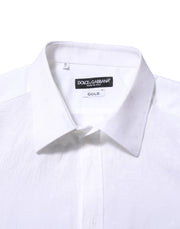 Dolce & Gabbana White Cotton GOLD Dress Formal Shirt