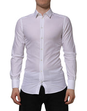 Dolce & Gabbana White Cotton GOLD Long Sleeves Formal Shirt