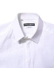 Dolce & Gabbana White Cotton GOLD Long Sleeves Formal Shirt