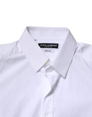 Dolce & Gabbana White Cotton GOLD Long Sleeves Formal Shirt