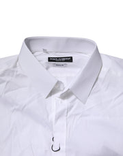 Dolce & Gabbana White Cotton GOLD Long Sleeves Formal Shirt