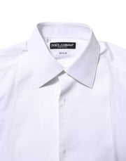 Dolce & Gabbana White Bib Cotton Poplin GOLD Formal Shirt