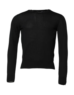 Dolce & Gabbana Black Cashmere Crew Neck Long Sleeves T-shirt
