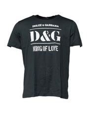 Dolce & Gabbana Black Cotton Printed Short Sleeves T-shirt