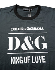 Dolce & Gabbana Black Cotton Printed Short Sleeves T-shirt