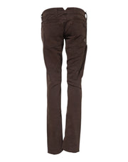 CYCLE Brown Cotton Low Waist Skinny Casual Jeans