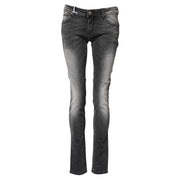 Acht Dark Gray Cotton Slim Fit Denim Low Waist Denim Jeans