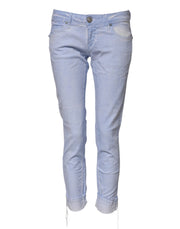 Acht Light Blue Cotton Slim Fit Denim Low Waist Denim Jeans