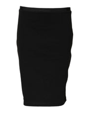 GF Ferre Black Polyester Pencil Cut Knee Length Skirt