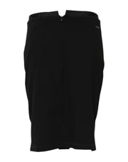 GF Ferre Black Polyester Pencil Cut Knee Length Skirt