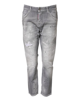 Dsquared² Gray Washed Mid Waist Tapered Jeans