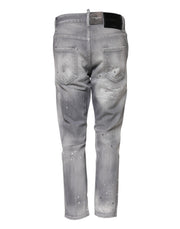Dsquared² Gray Washed Mid Waist Tapered Jeans