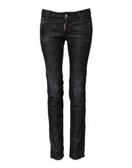 Dsquared² Black Cotton Low Waist Skinny Denim Jeans