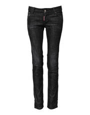 Dsquared² Black Cotton Low Waist Skinny Denim Jeans
