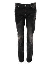 Dsquared² Black Washed Mid Waist Tapered Denim Jeans