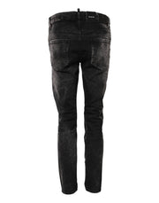 Dsquared² Black Washed Mid Waist Tapered Denim Jeans