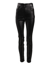 Dolce & Gabbana Black Cotton Stretch Silver Lurex Thread Pants