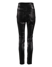 Dolce & Gabbana Black Cotton Stretch Silver Lurex Thread Pants