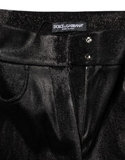 Dolce & Gabbana Black Cotton Stretch Silver Lurex Thread Pants