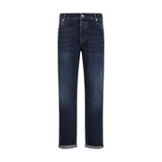Brunello Cucinelli Blue Cotton Straight-Leg Jeans