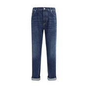 Brunello Cucinelli Blue Cotton Straight-Leg Jeans