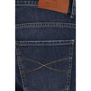 Brunello Cucinelli Blue Cotton Straight-Leg Jeans