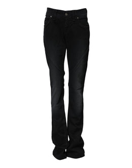 John Galliano Black Cotton Mid Waist Tapered Denim Jeans
