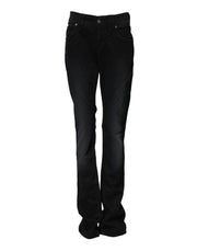 John Galliano Black Cotton Mid Waist Tapered Denim Jeans