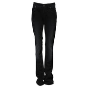John Galliano Black Cotton Mid Waist Tapered Denim Jeans