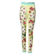Dolce & Gabbana Yellow Silk Floral Leggings Pants