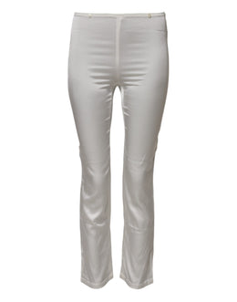 Dolce & Gabbana Ivory Silk Tapered High Waist Pants