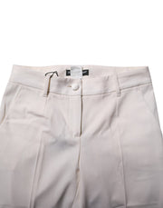 Dolce & Gabbana White Wool Tapered High Waist Pants