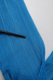 Dolce & Gabbana Blue See Through Turtleneck Long Sleeves Top