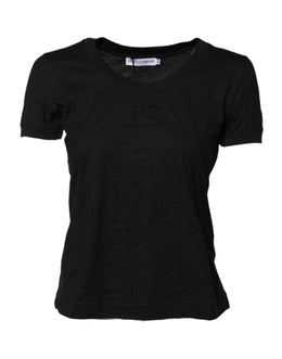 Dolce & Gabbana Black Cotton Short Sleeves Round Neck T-shirt