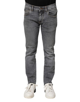Dolce & Gabbana Gray Cotton Skinny Denim Trouser Jeans