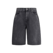 7FOR Black Cotton Bermuda Shorts