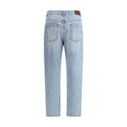 Brunello Cucinelli Light Blue Cotton Straight-Leg Jeans