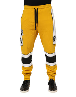 Dolce & Gabbana Yellow Cotton Logo Jogger Sweatpants Pants