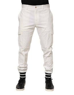 Dolce & Gabbana White Cotton Jogger Cargo Skinny Men Pants