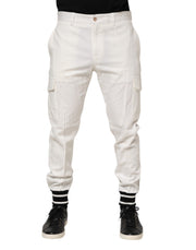 Dolce & Gabbana White Cotton Jogger Cargo Skinny Men Pants