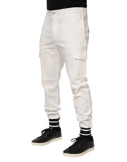 Dolce & Gabbana White Cotton Jogger Cargo Skinny Men Pants